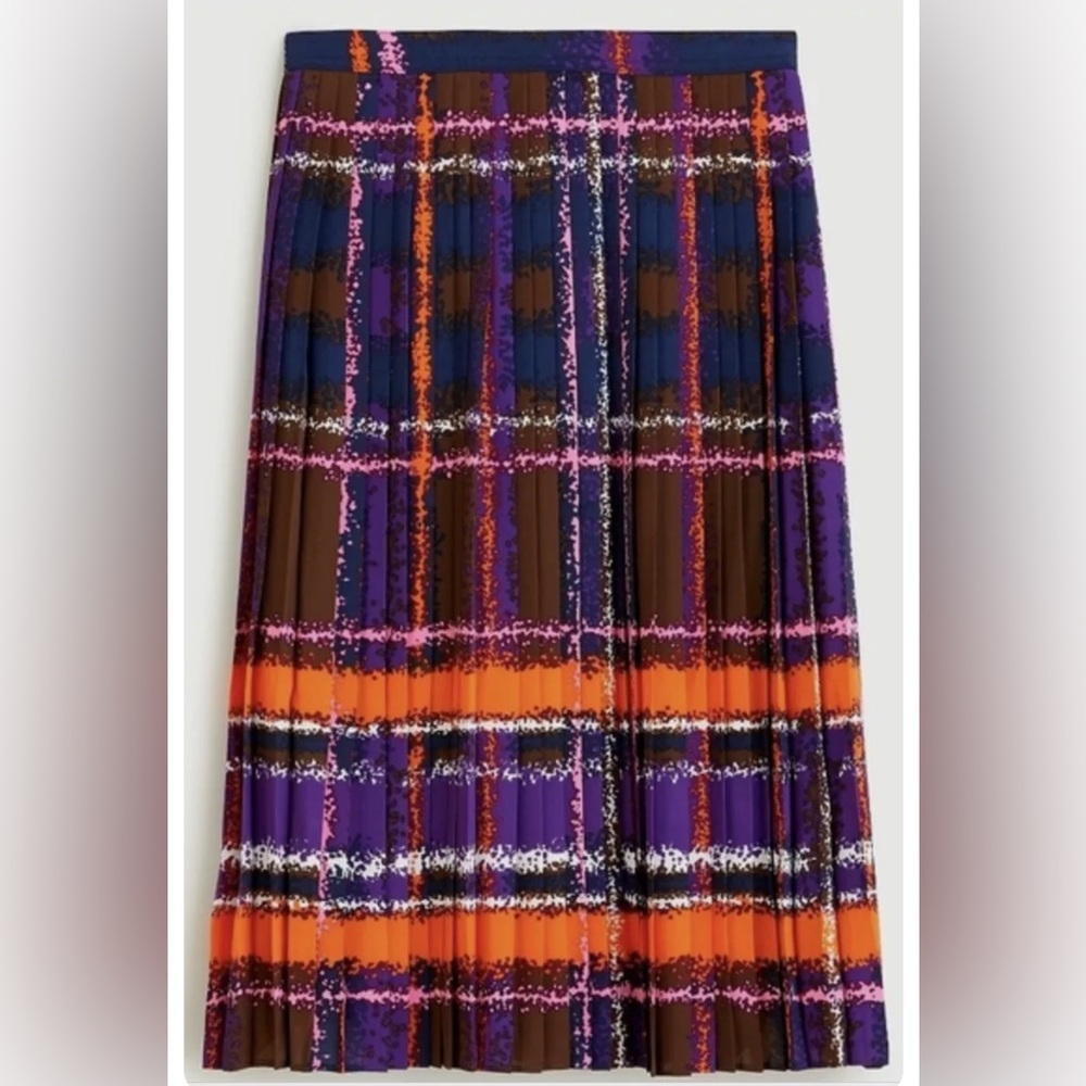 JCrew Pleated Plaid Midi Skirt